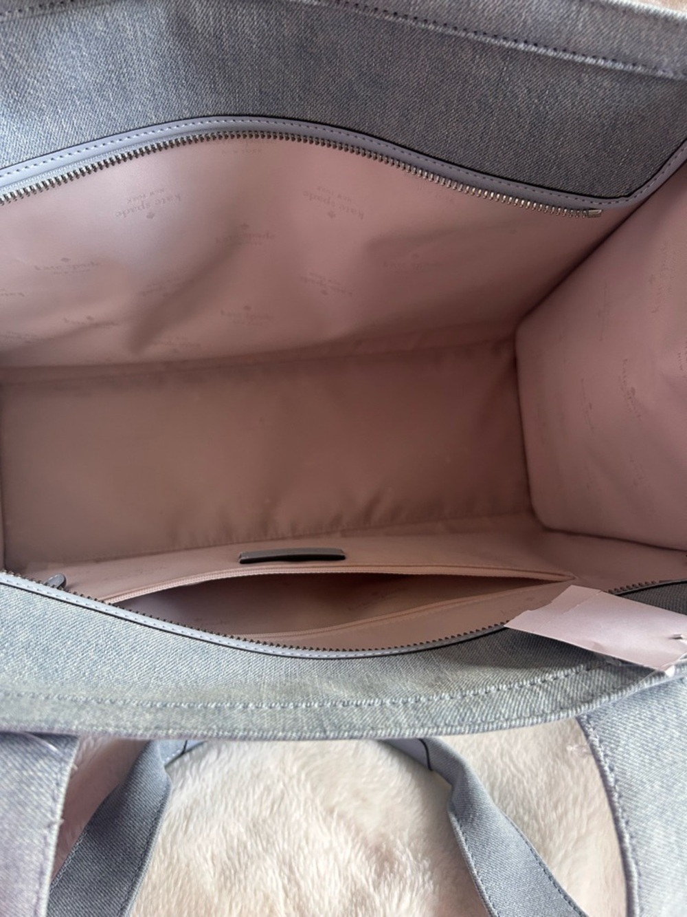kate spade Light Blue Canvas Tote with Branded Straps - Picture 7 of 8